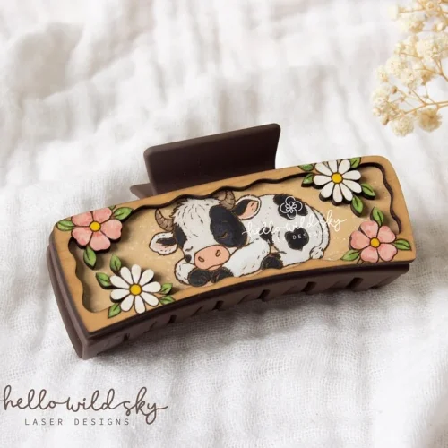 Cow Hair Clip laser cut design, view 9