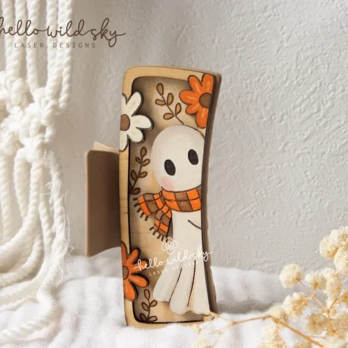 Autumn Cute Fall Ghost Hair Clip laser cut design, view 3