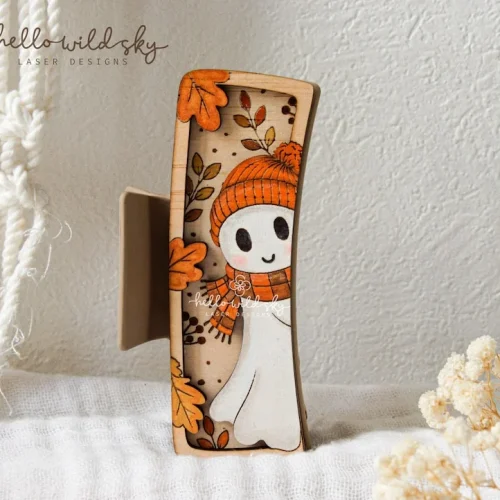 Ghosts Design Cute Fall Ghost Hair laser cut design, view 3