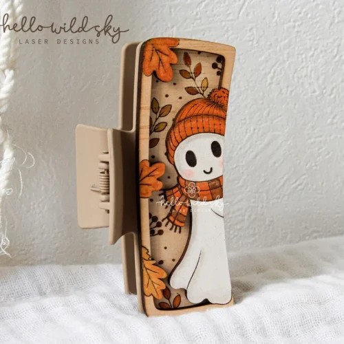 Ghosts Design Cute Fall Ghost Hair laser cut design, view 8