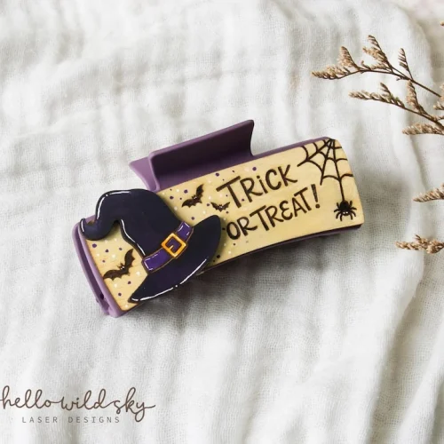 Trick or Treat Hair Clip laser cut design, view 5