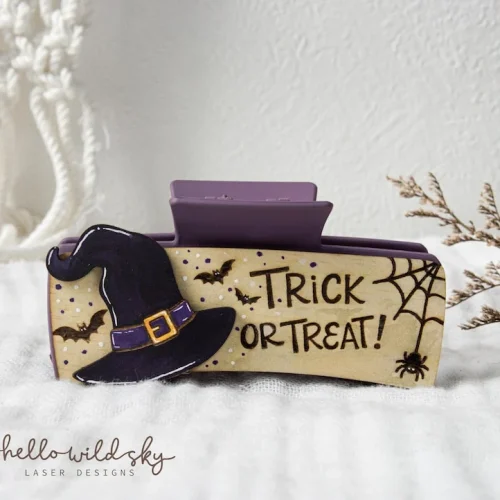 Trick or Treat Hair Clip laser cut design, view 3