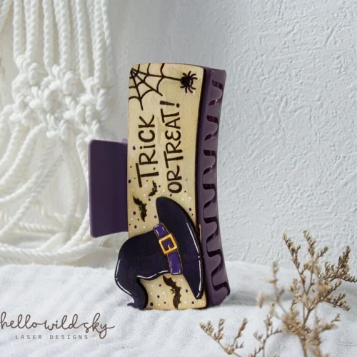 Trick or Treat Hair Clip laser cut design, view 10
