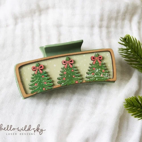 Christmas Tree Hair Clip SVG File, Christmas Tree Claw Clip 4.1", Christmas Claw Clip File (digital Download)