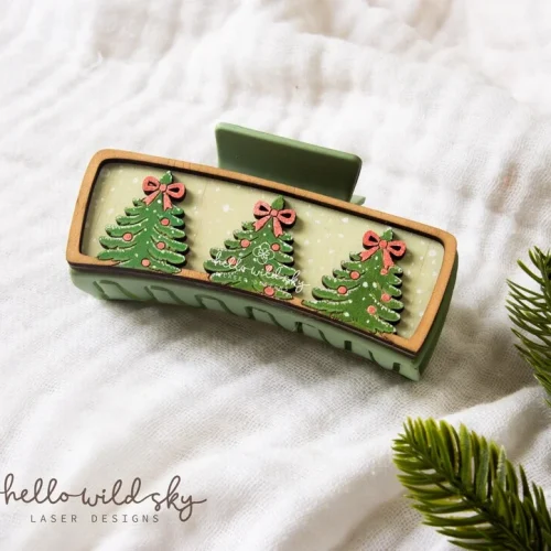 Christmas Tree Hair Clip laser cut design, view 8