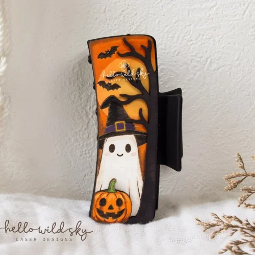Spooky Season Hair Clip SVG, Witch Ghost Claw Clip 4.1", Halloween Ghost Hair Clip Design (digital Download)