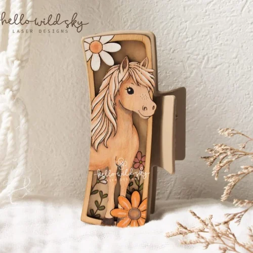Horse Laser Cut Hair Clip SVG, Horse Claw Clip 4.1", Horsehair Laser Hair Clip Design (digital Download)