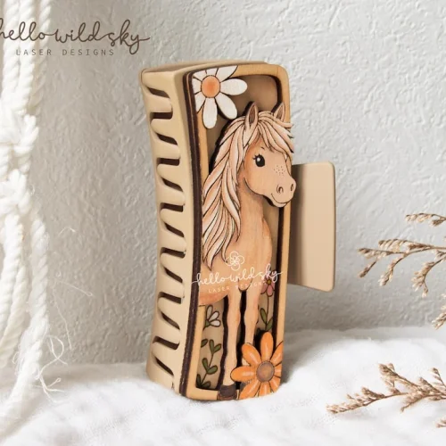 Horse Hair Clip laser cut design, view 4