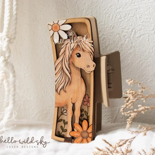 Horse Hair Clip laser cut design, view 5