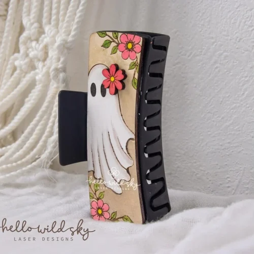 Floral Ghost Hair Clip laser cut design, view 8