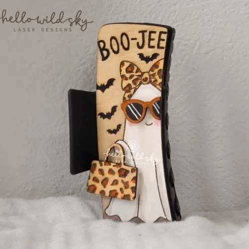 Boo Jee Ghost Hair Clip SVG, Boujee Ghost Claw Clip 4.1",funny Leopard Laser Design, Ghost Laser Hair Clip File (digital Download)