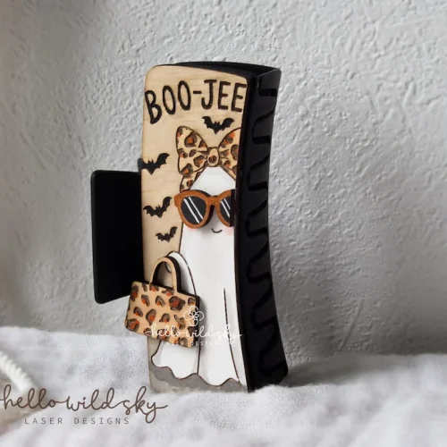 Boo Jee Ghost Hair Clip laser cut design, view 4