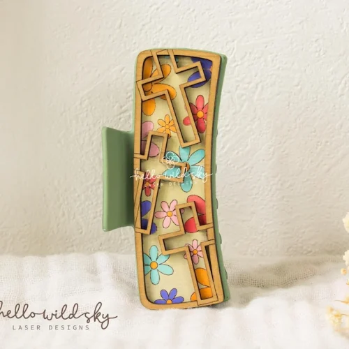 Christian Cross Hair Clip laser cut design, view 4