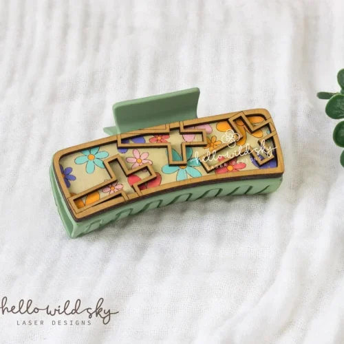 Christian Cross Hair Clip laser cut design, view 5