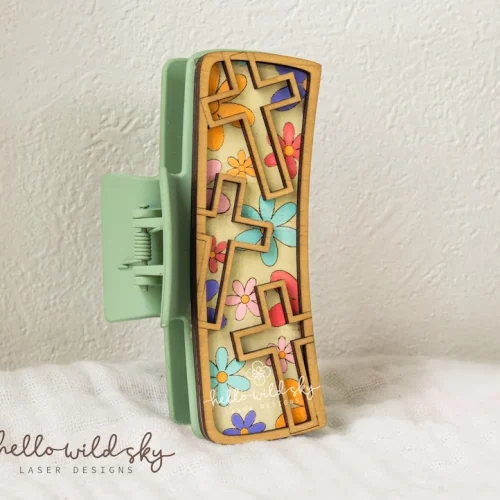 Christian Cross Hair Clip laser cut design, view 8