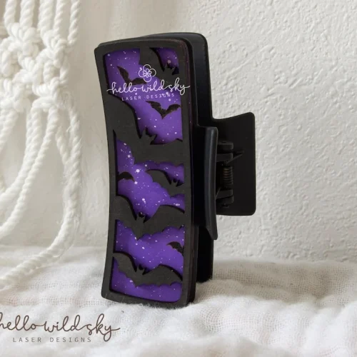 Halloween Bat Hair Clip laser cut design, view 3
