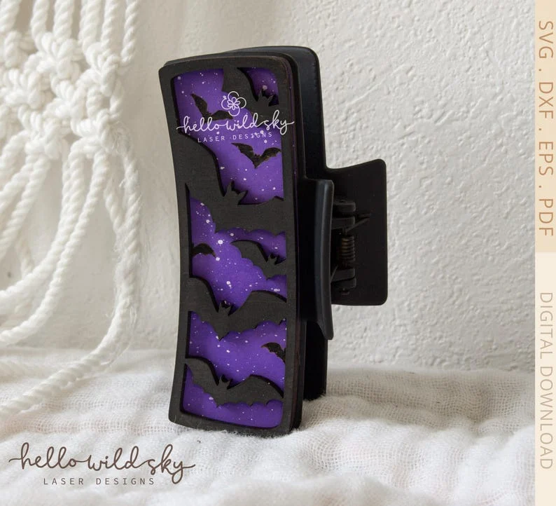 Halloween Bat Hair Clip laser cut file