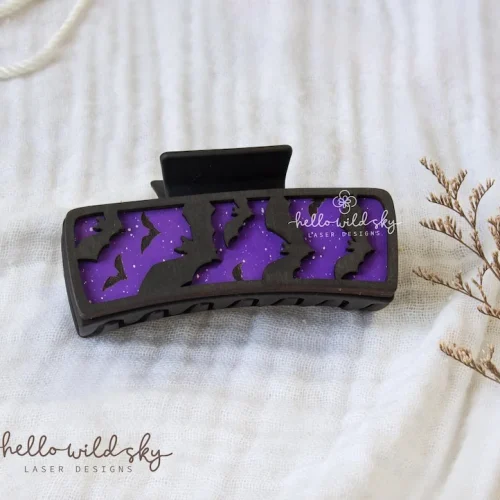 Halloween Bat Hair Clip laser cut design, view 4