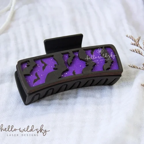 Halloween Bat Hair Clip laser cut design, view 6