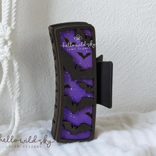 Halloween Bat Hair Clip laser cut design, view 9