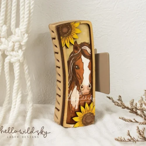 Horse Hair Claw Clip laser cut design, view 4