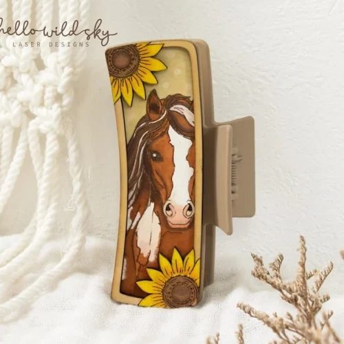 Horse Hair Claw Clip laser cut design, view 5
