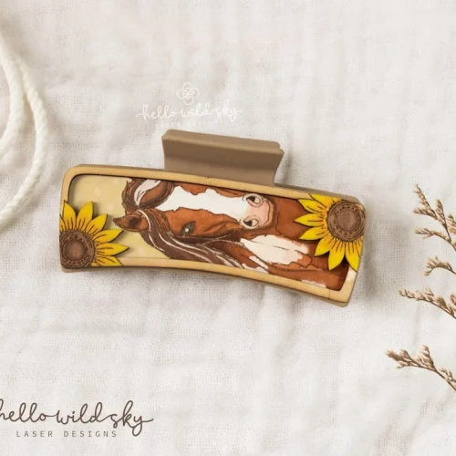 Horse Hair Claw Clip laser cut design, view 8