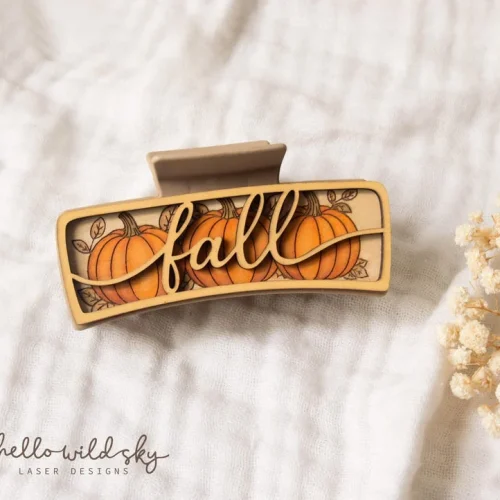 Fall Hair Clip SVG, Pumpkin Fall Claw Clip 4.1", Hello Pumpkin Hair Clip Design, Fall Laser Design SVG (digital Download)