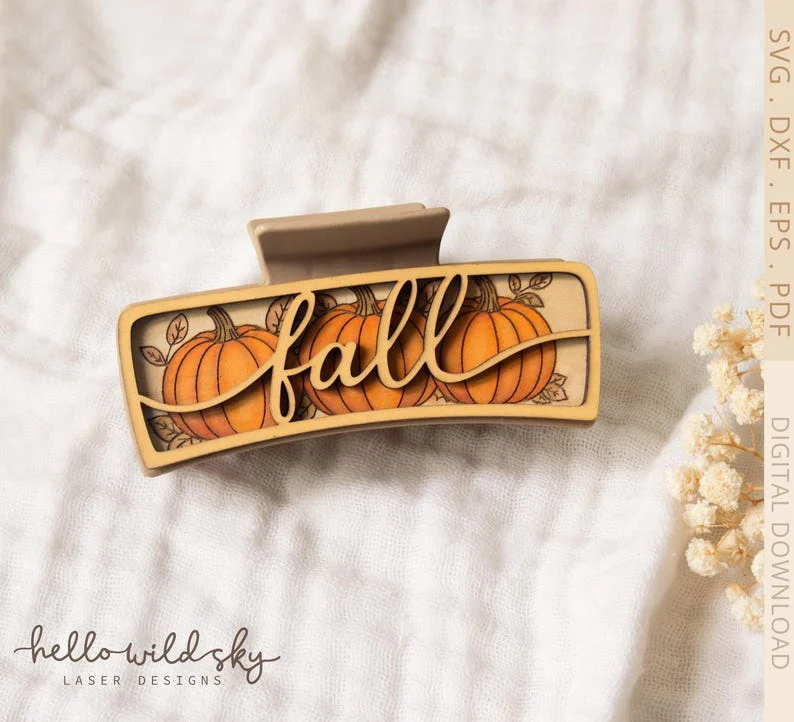 Fall Hair Clip laser cut file
