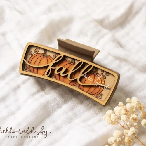 Fall Hair Clip laser cut design, view 4