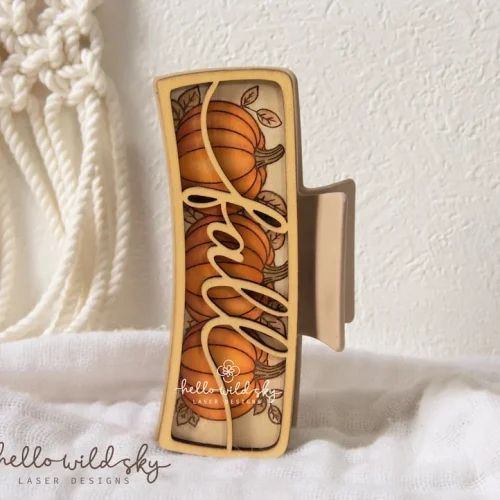 Fall Hair Clip laser cut design, view 6