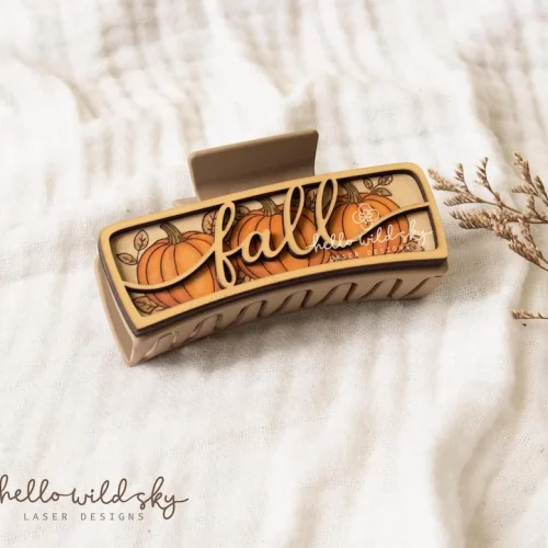 Fall Hair Clip laser cut design, view 7