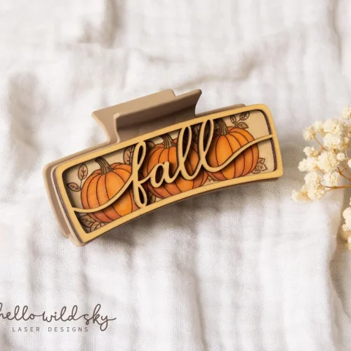 Fall Hair Clip laser cut design, view 9
