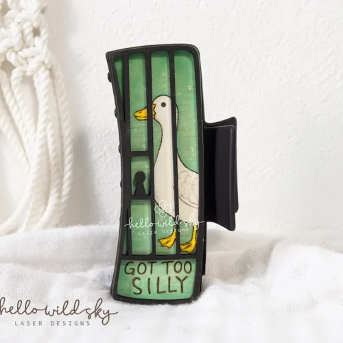 Got Too Silly Goose Hair Clip laser cut design, view 3