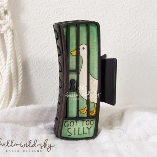 Got Too Silly Goose Hair Clip laser cut design, view 4