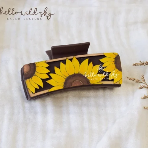Sunflower Hair Clips laser cut design, view 4