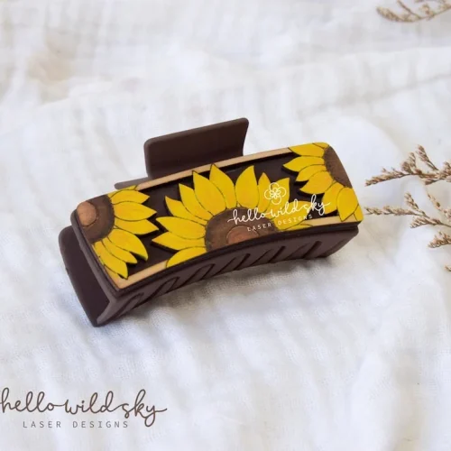 Sunflower Hair Clips laser cut design, view 5