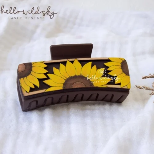Sunflower Hair Clips laser cut design, view 7