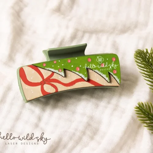 With Red Christmas Tree Hair Clip laser cut design, view 7