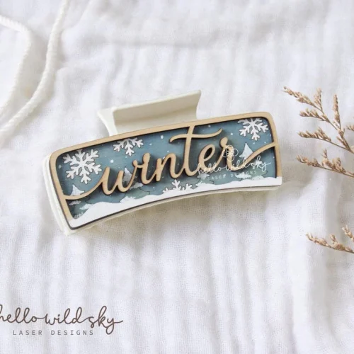 Winter Snowflake Hair Clip SVG, Wooden Christmas Claw Clip 4.1", Winter Hair Accessory, Holiday Hair Clip Design (digital Download)