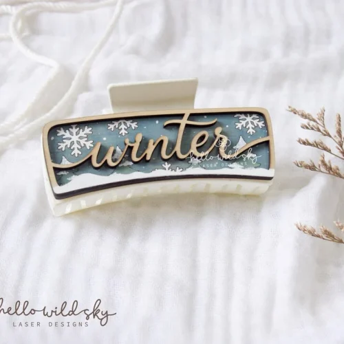 Winter Snowflake Hair Clip laser cut design, view 4