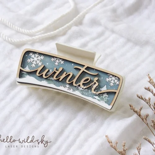 Winter Snowflake Hair Clip laser cut design, view 6