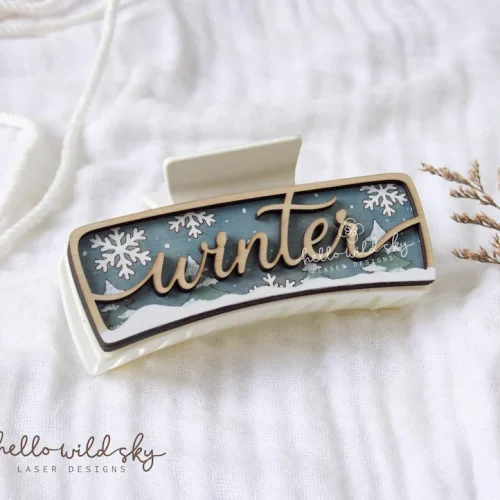 Winter Snowflake Hair Clip laser cut design, view 9