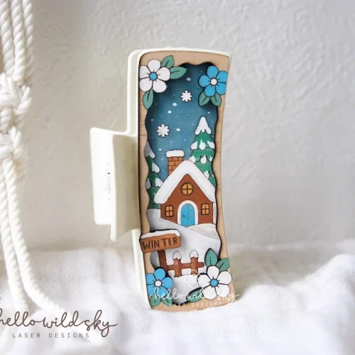 Winter Hair Clip laser cut design, view 4