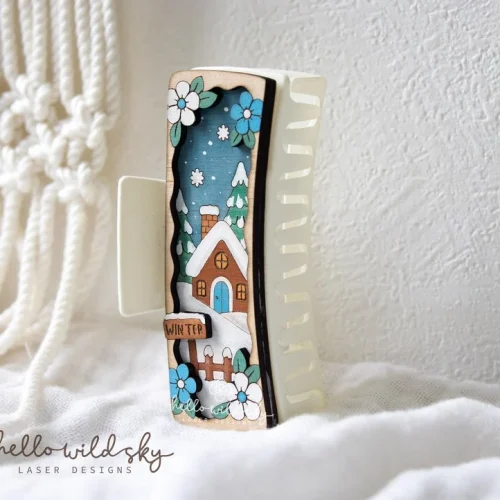 Winter Hair Clip laser cut design, view 6