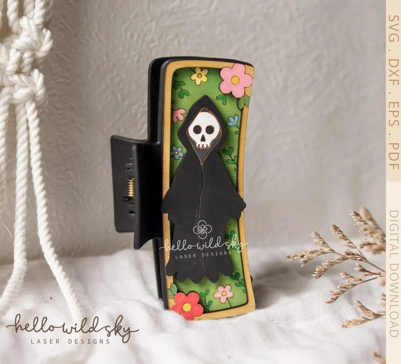 Gothic Reaper Hair Clip laser cut file