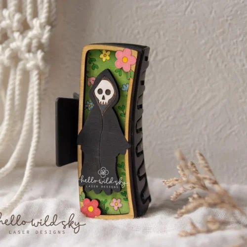 Gothic Reaper Hair Clip laser cut design, view 5