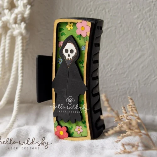 Gothic Reaper Hair Clip laser cut design, view 8