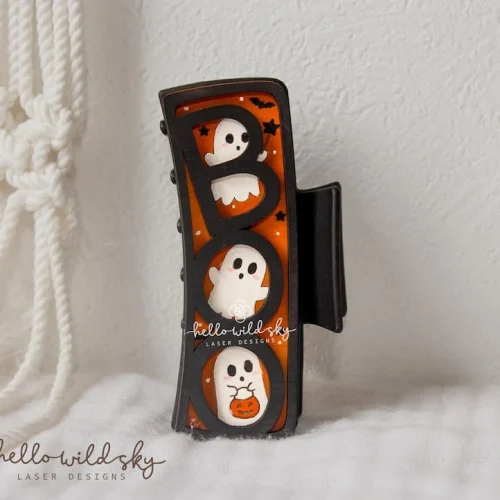 Boo Ghost Hair Clip laser cut design, view 3