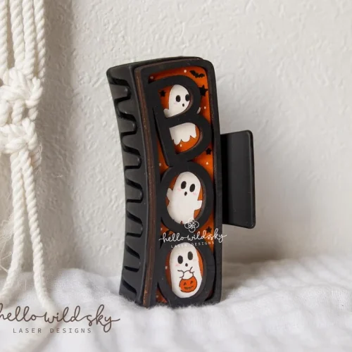 Boo Ghost Hair Clip laser cut design, view 4